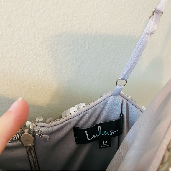 Lulus Top of the Hour Silver Sequin Mini Dress The Eras Tour Size Medium - Picture 4 of 10